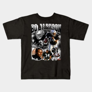 Bo Jackson Bo Knows Signature Vintage Legend Baseball Football Bootleg Rap Graphic Style Kids T-Shirt